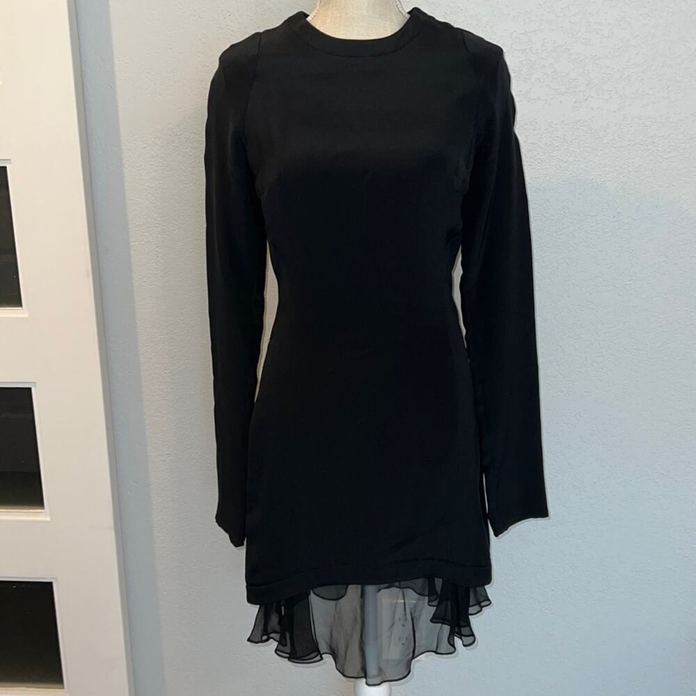 NOMIA Black Silk Long Sleeve Fitted Dress Size 6